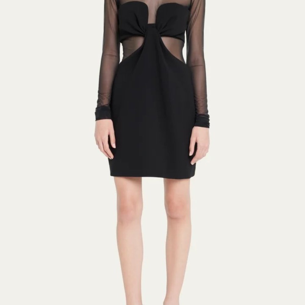 A.L.C. Rita Illusion Tulle & Crepe Mini Dress